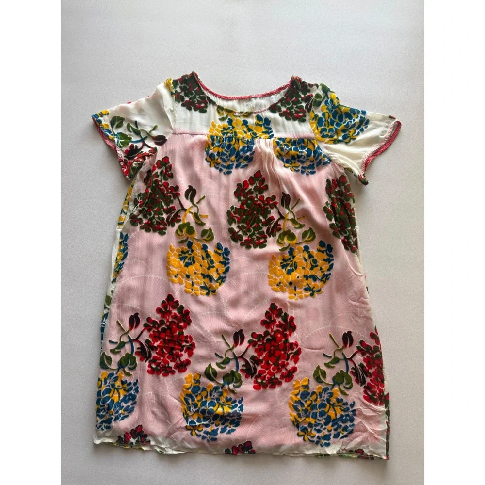 Maeve Anthropologie Pink Floral Burnout Velvet Silk Blend Shift Dress Size S NWT - Picture 2 of 13